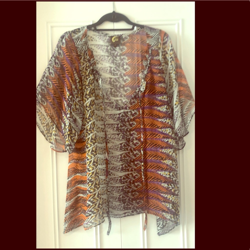 Blue Life Sheer Chiffon Beach Cover Up